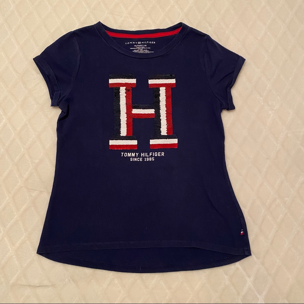 Tommy Hilfiger Sequin Flippable T-shirt EUC